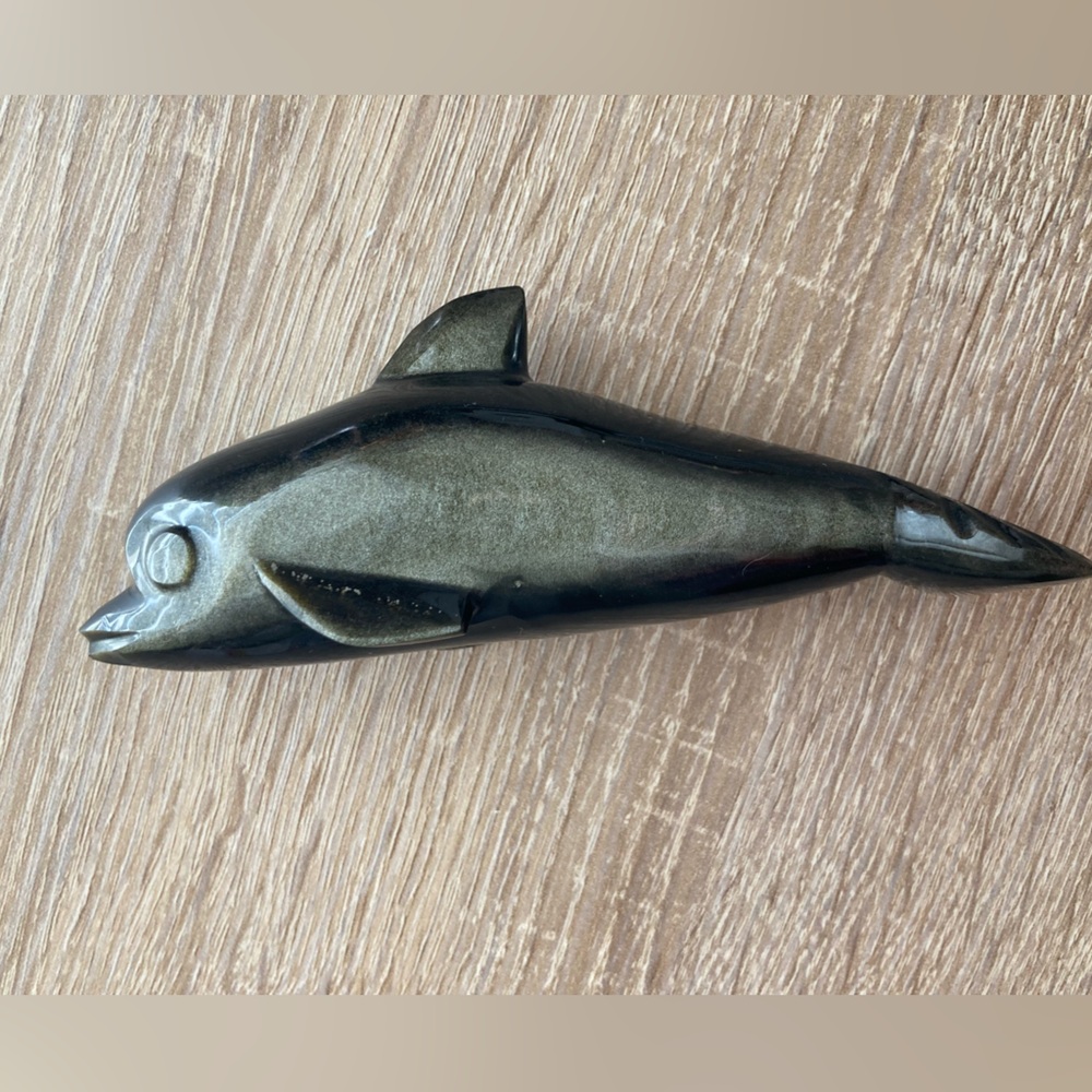 Silver Sheen Obsidian Dolphin/Fish - Handmade 🖤🖤🖤🖤